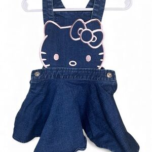 Hello Kitty Girls Denim Jumper Dress Skirtall Sanrio Toddler Size 2T Embroidered
